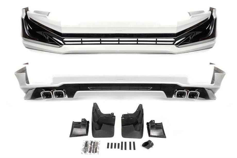 Toyota Land Cruiser Prado 150 2009-2023 гг. Накладки на передний и задний бампер Modelista V1 (2017-) Белый Image