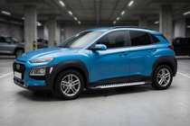 Hyundai Kona 2017-2023 гг. Боковые Подножки Line (2 шт., Алюминий) фото 1