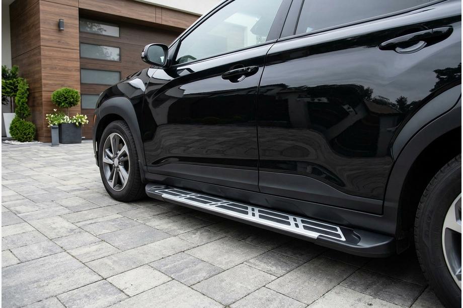 Hyundai Kona 2017-2023 гг. Боковые Подножки Sunrise (2 шт., Алюминий) Image