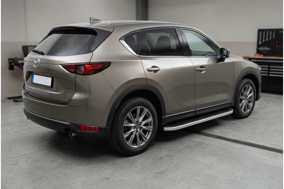Mazda CX-5 2017–2025 гг. Боковые Подножки Tayga Grey (2 шт., Алюминий) Image