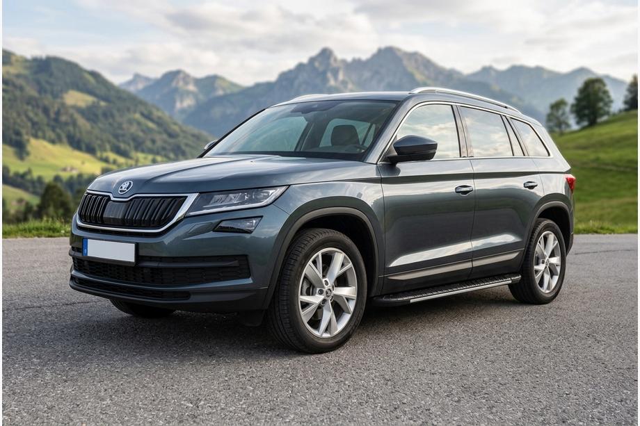Skoda Kodiaq 2016-2023 гг. Боковые Подножки Bosphore Grey (2 шт., Алюминий) Image