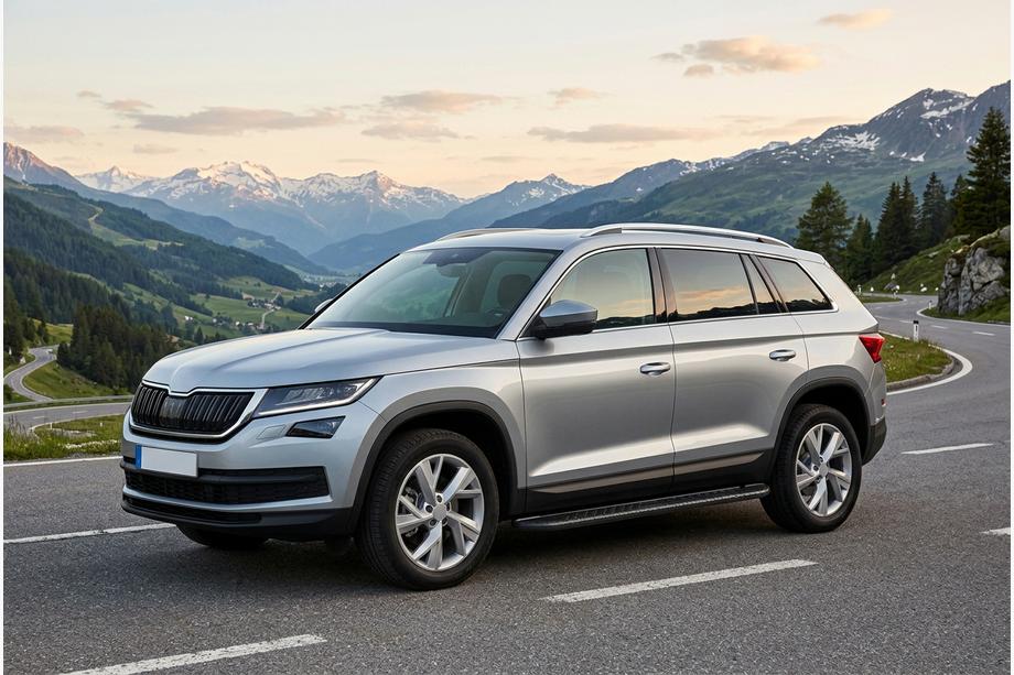 Skoda Kodiaq 2016-2023 гг. Боковые Подножки Bosphore Black (2 шт., Алюминий) Image