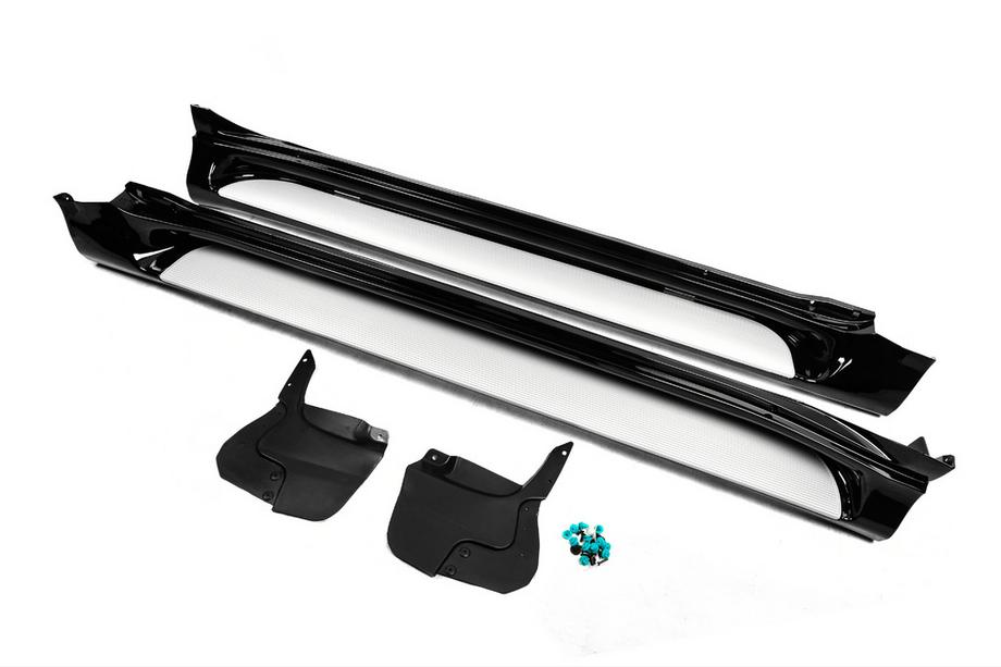 Toyota Land Cruiser Prado 150 2009-2023 гг. Боковые Подножки GX-Style (2 шт., Алюминий) Белый (серая подножка) Фото 2