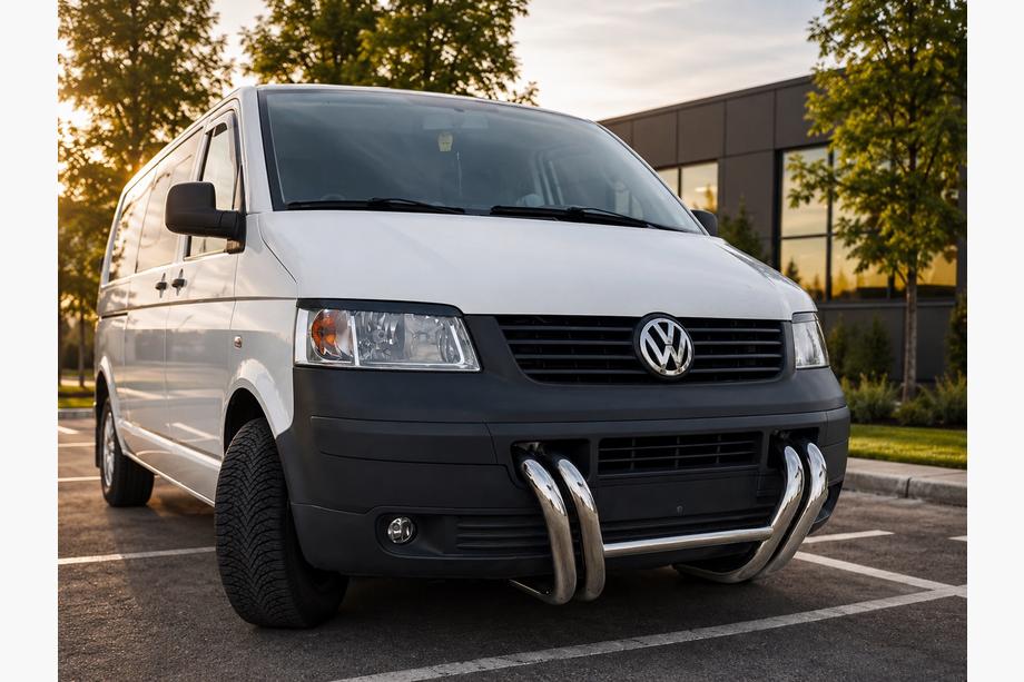 Volkswagen T5 Transporter 2003-2010 гг. Кенгурятник ST006-03 Решетка (Нержавейка) Фото 1