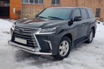 Lexus LX570/450d 2008-2022 гг. Передняя Защита ST014 (2015+, Нержавейка) фото 7