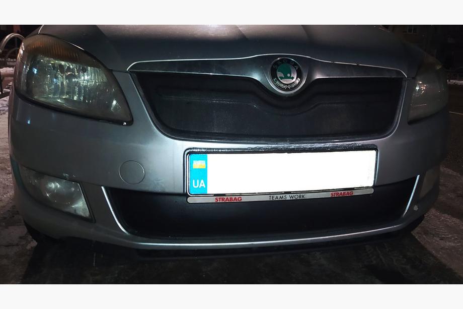 Skoda Fabia 2007-2014 гг. Зимняя накладка на решетку радиатора (2011-2014, верхняя) Матовый Фото 2
