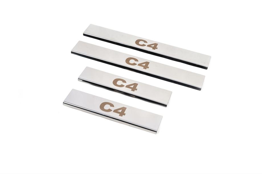 Citroen C-4 2010-2018 гг. Накладки на пороги Carmos (4 шт., нержавейка) Image