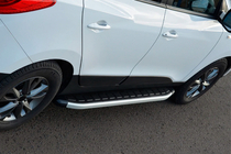 Hyundai IX-35 2010-2015 гг. Боковые пороги Fullmond (2 шт., алюминий) фото 2