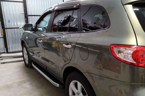 Hyundai Santa Fe 2 2006-2012 гг. Боковые Подножки Fullmond (2 шт, алюминий) фото 3