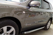 Hyundai Santa Fe 2 2006-2012 гг. Боковые Подножки Fullmond (2 шт, алюминий) фото 10