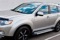 Mitsubishi Outlander 2006-2012 гг. Боковые Подножки Allmond Grey (2 шт., Алюминий) фото 1