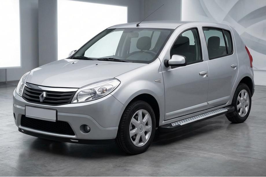 Dacia Sandero 2007-2013 гг. Боковые Подножки Тип X5 (2 шт., Алюминий) Image
