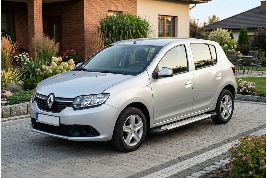 Dacia Sandero 2013-2020 гг. Боковые Подножки Тип X5 (2 шт., Алюминий) Image