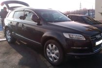 Audi Q7 2005-2015 гг. Ветровики с хромированным молдингом (4 шт, HIC) фото 6