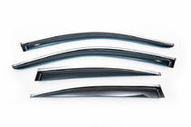 BMW 5 серия E60/E61 2003-2010 гг. Ветровики с хромированным молдингом SD (4 шт, HIC) фото 2