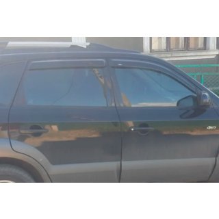 Ветровики на окна (4 шт, HIC) Hyundai Tucson JM 2004- гг. фото 4