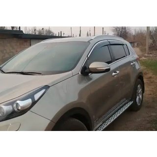 Ветровики с хромированным молдингом (4 шт, HIC) Kia Sportage 2015-2021 гг. фото 3