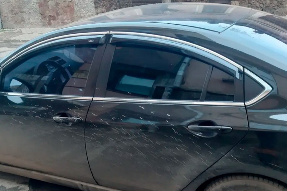 Mazda 6 2008-2012 гг. Ветровики с хромированным молдингом SD (4 шт, HIC) Фото 2