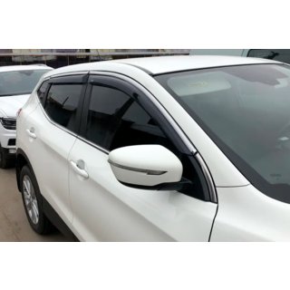 Ветровики с хромированным молдингом (4 шт, HIC) Nissan Qashqai 2014-2021 гг. фото 1