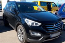 Hyundai Santa Fe 3 2012-2018 гг. Ветровики с хромированным молдингом (4 шт, HIC) фото 3