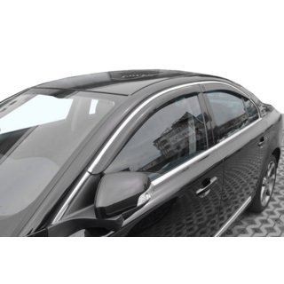 Ветровики с хромированным молдингом (4 шт, HIC) Volvo S80 2006-2016 гг. фото 1