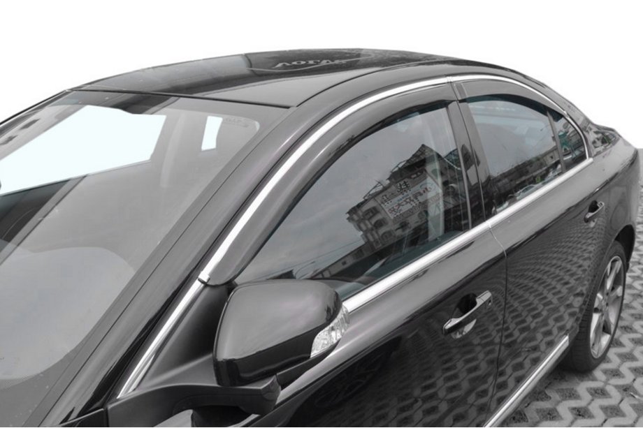 Volvo S80 2006-2016 гг. Ветровики с хромированным молдингом (4 шт, HIC) Image