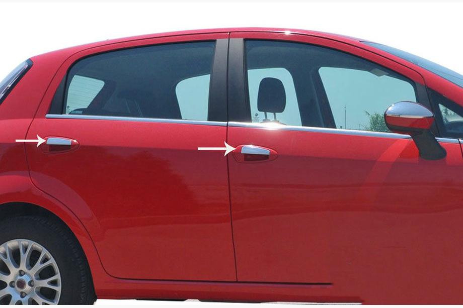 Fiat Punto Grande/EVO 2006-2018 гг. Хромированные Накладки на Дверные Ручки (4-дверн., Нержавейка) Carmos - Турецкая Нержавеющая Сталь Image