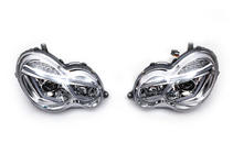 Mercedes C-class W203 2000-2007 гг. Передние фары с LED дневными ходовыми огнями (2 шт) Тёмные фото 2