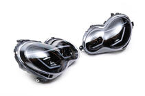 Mercedes C-class W203 2000-2007 гг. Передние фары с LED дневными ходовыми огнями (2 шт) Тёмные фото 8