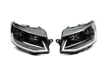 Volkswagen T6 2015-2024 гг. Передние фары с LED дневными ходовыми огнями Black (2015-2019, 2 шт.) фото 3