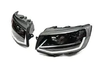 Volkswagen T6 2015-2024 гг. Передние фары с LED дневными ходовыми огнями Black (2015-2019, 2 шт.) фото 4