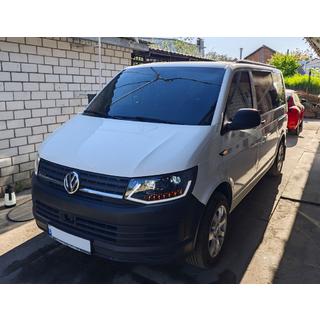Передние фары с LED дневными ходовыми огнями Black (2015-2019, 2 шт.) Volkswagen T6 2015-2024 гг. фото 1