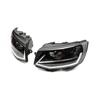 Передние фары с LED дневными ходовыми огнями Black (2015-2019, 2 шт.) Volkswagen T6 2015-2024 гг. фото 4