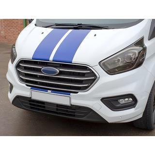 Хромированные Накладки на Решетку Радиатора 2018+ (4 шт., Нержавейка) Ford Custom 2013-2022 гг. фото 1