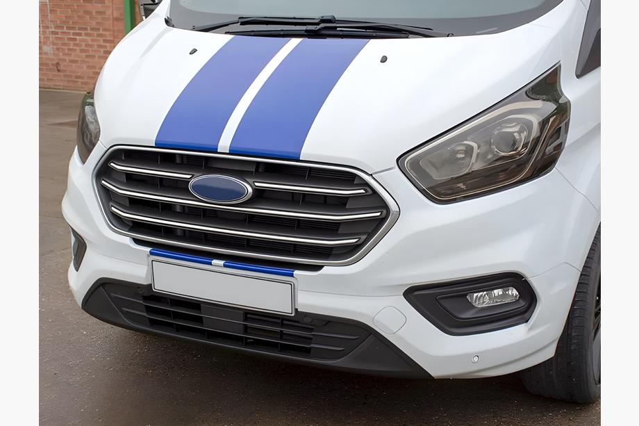 Ford Custom 2013-2022 гг. Хромированные Накладки на Решетку Радиатора 2018+ (4 шт., Нержавейка) Image