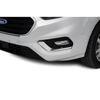 Накладки на противотуманные фары 2018+ (2 шт., нержавейка) Ford Custom 2013-2022 гг. фото 1