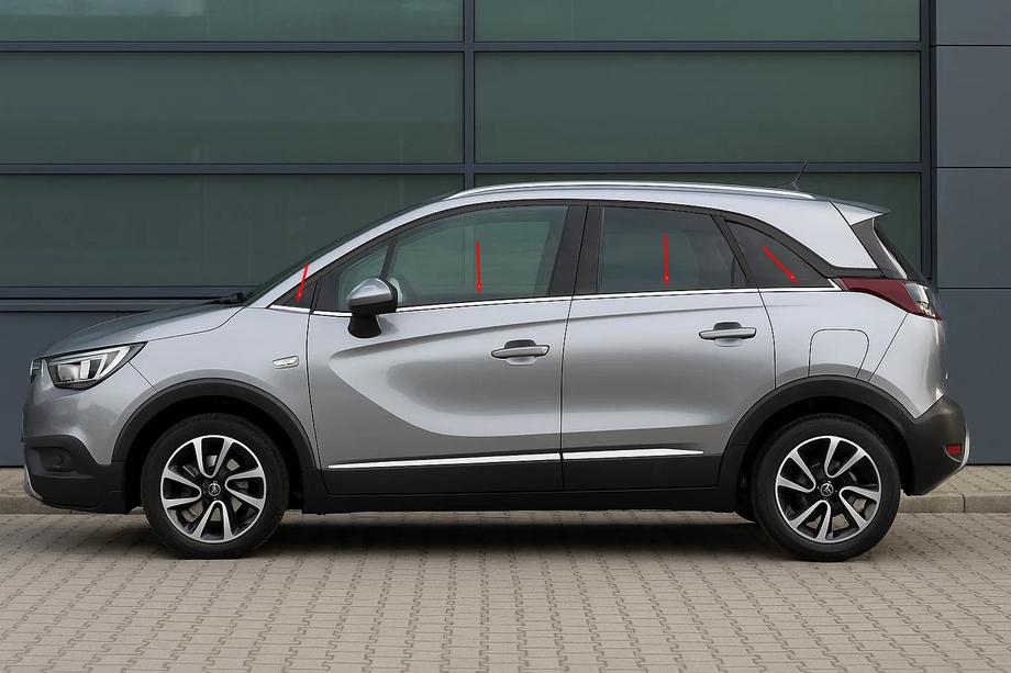 Opel Crossland X 2017-2024 гг. Нижние молдинги стекол нержавейка (8 шт.) OmsaLine - Итальянская Нержавейка Image