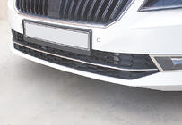Skoda Superb 2015-2024 гг. Накладки на передний бампер OmsaLine (3 шт., нержавейка) фото 1