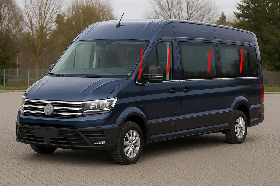 Volkswagen Crafter 2016- гг. Нижние молдинги стекол Средняя база (8 шт, нержавейка) Фото 1