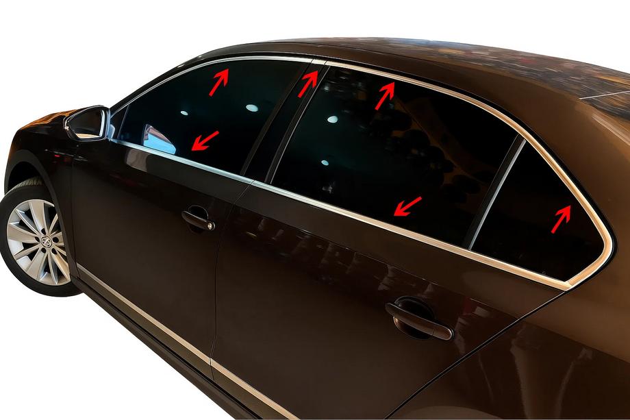 Volkswagen Jetta 2011-2018 гг. Полный комплект хромированных окантовок окон нержавейка (12 шт.) Carmos - Турецкая Нержавеющая Сталь Image