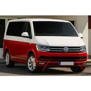 Накладки на решетку бампера 2015-2019 (3 шт, Красные) Volkswagen T6 2015-2024 гг. фото 1