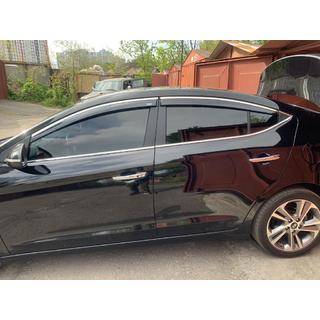 Ветровики с хромированным молдингом (4 шт, Niken) Hyundai Elantra (AD) 2015-2020 гг. фото 2