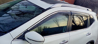Nissan X-trail T32/Rogue 2014-2021 гг. Ветровики с хромированным молдингом (4 шт., Niken) фото 6