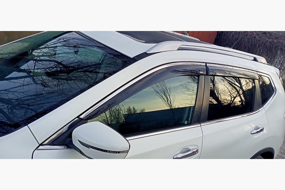 Nissan X-trail T32/Rogue 2014-2021 гг. Ветровики с хромированным молдингом (4 шт., Niken) Фото 6
