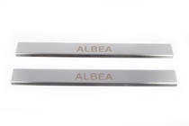 Fiat Albea 2002-2012 гг. Накладки на дверные пороги Carmos из нержавеющей стали (2 шт.) фото 2