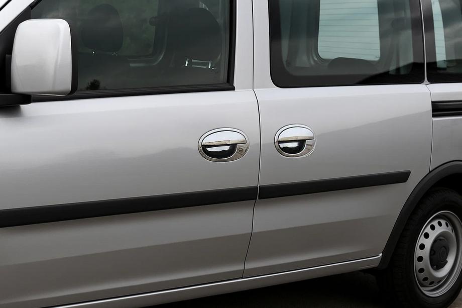 Opel Combo 2002–2012 гг. Хромированные Накладки на Ручки с Обводкой (3-дверн., Нержавейка) Image