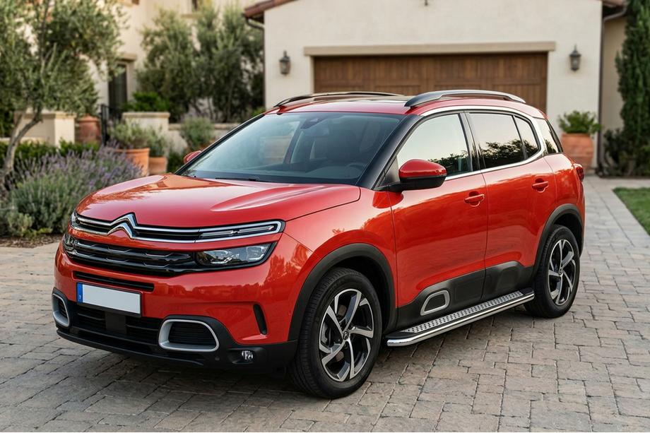 Citroen C5 Aircross 2017-2025 гг. Боковые Подножки Maydos V2 (2 шт, Алюминий и Нержавейка) Image