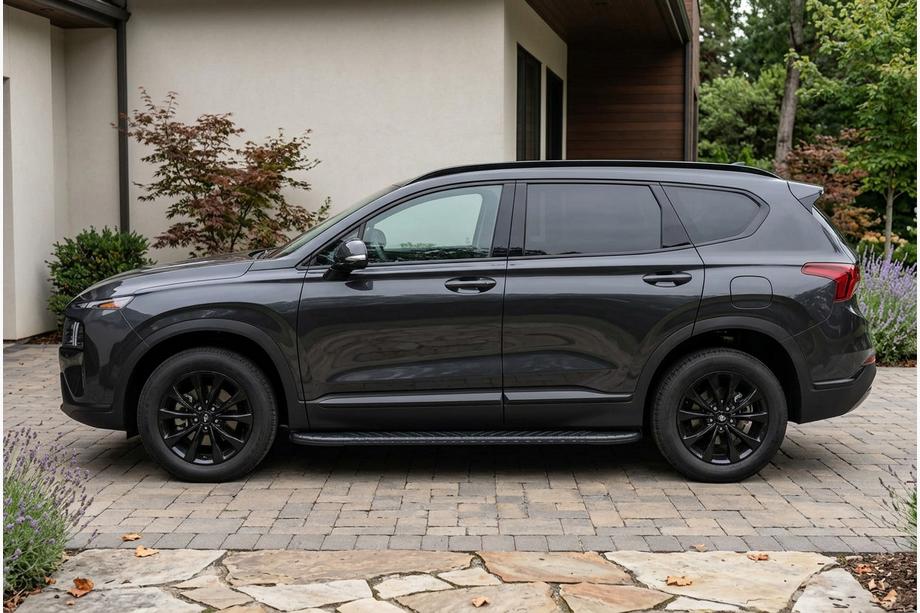 Hyundai Santa Fe 4 2018-2023 гг. Боковые Подножки Bosphore Black (2 шт., Алюминий) Image
