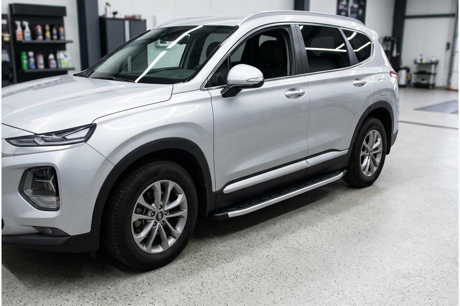 Hyundai Santa Fe 4 2018-2023 гг. Боковые Подножки Duru (2 шт., Алюминий) Image