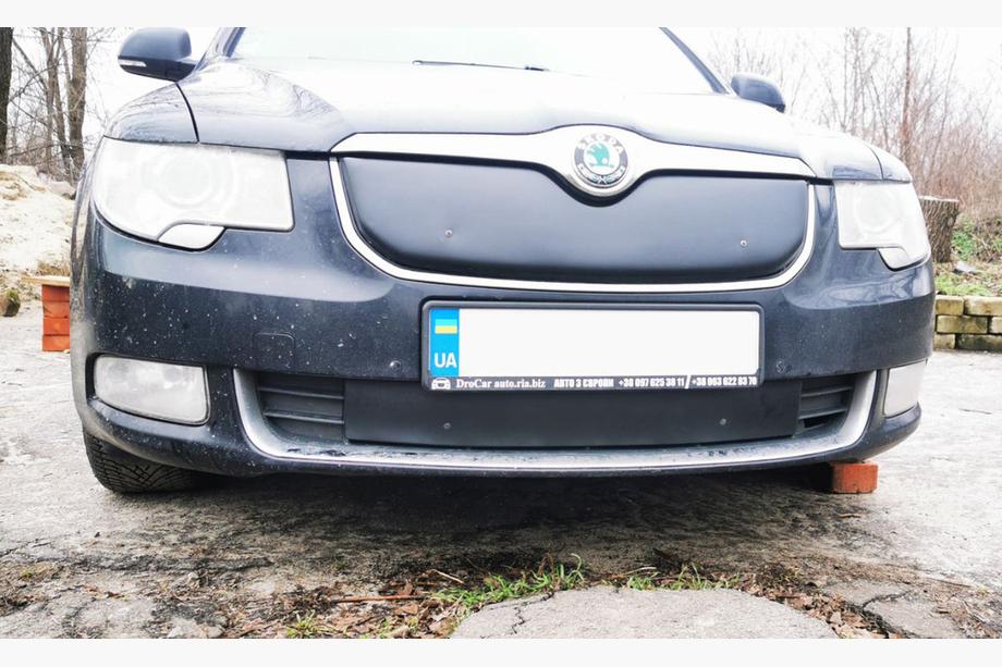 Skoda Superb 2009-2015 гг. Зимняя накладка на решетку (нижняя, 2008-2013) Матовый Фото 5